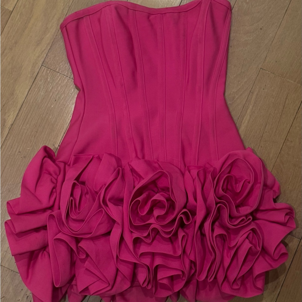Blessed Beauty Ruffle Rosette Bandage Mini
Dress - Hot Pink